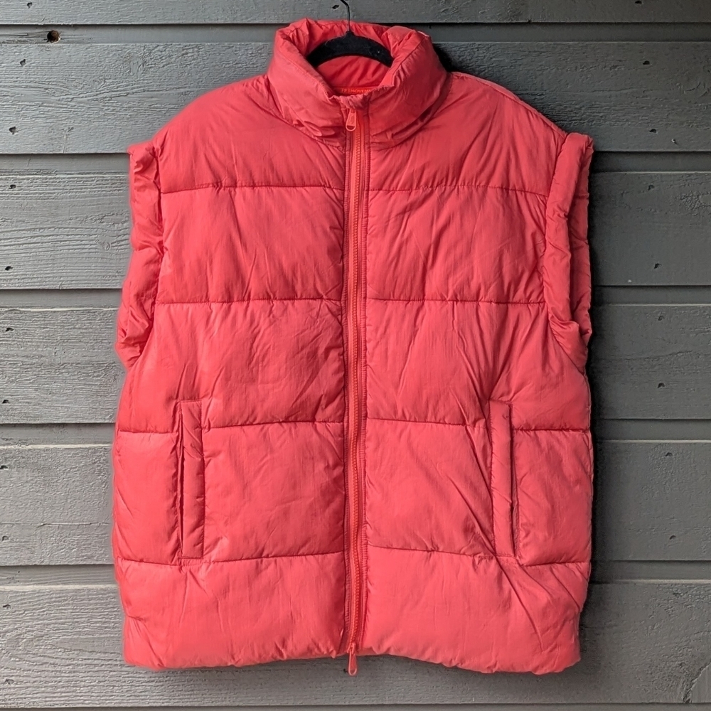 Free People Movement In A Bubble Puffer Vest Coral Orange Size XS Oversized - Picture 12 of 12